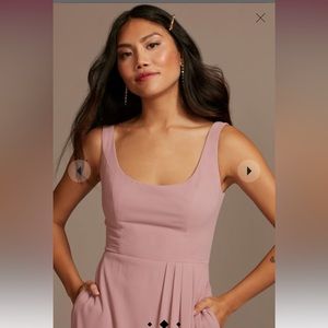 Davids Bridal - chiffon tank scoop neck bridesmaid dress - Quartz, size 4
